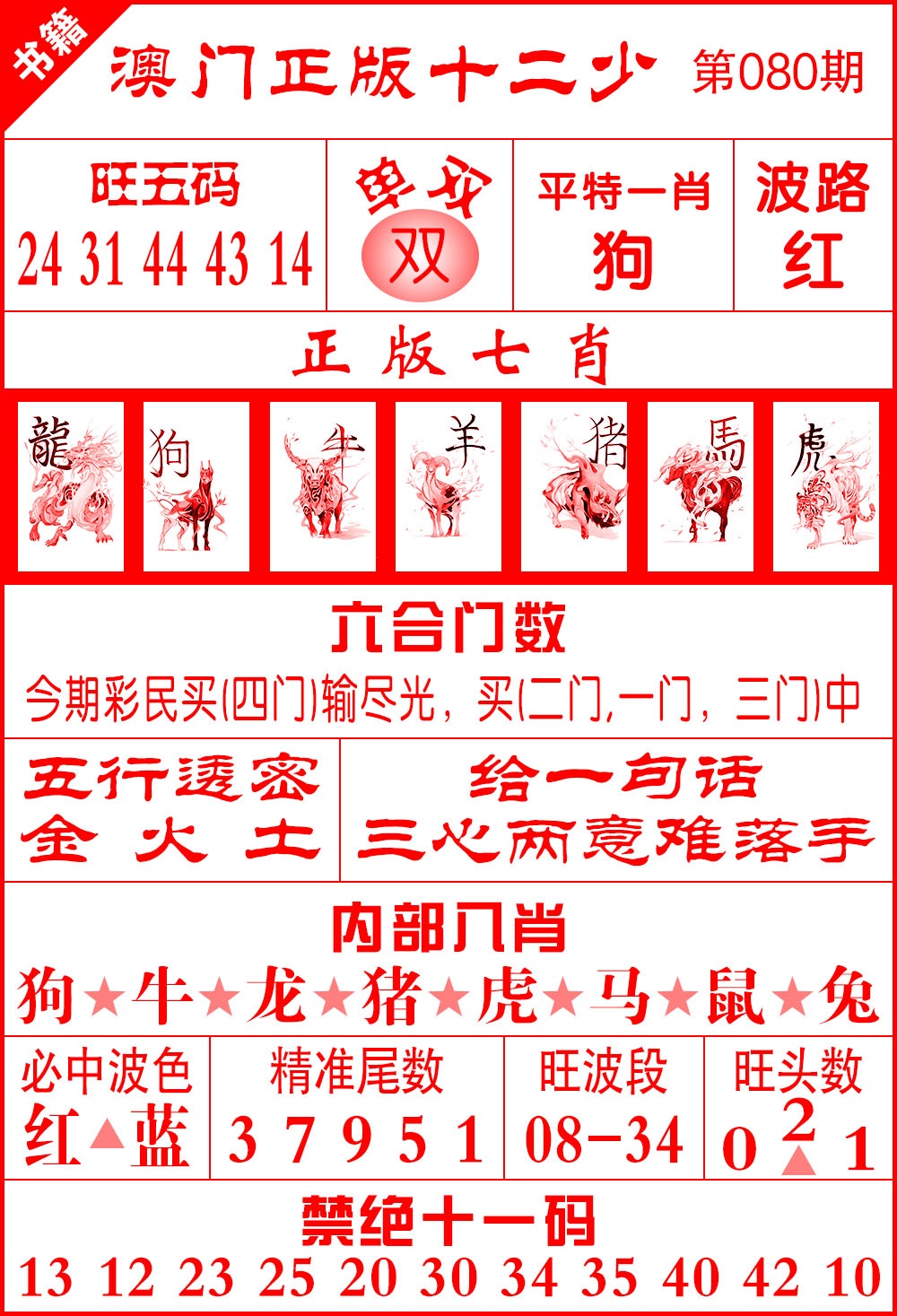 080期澳门十二少[图]